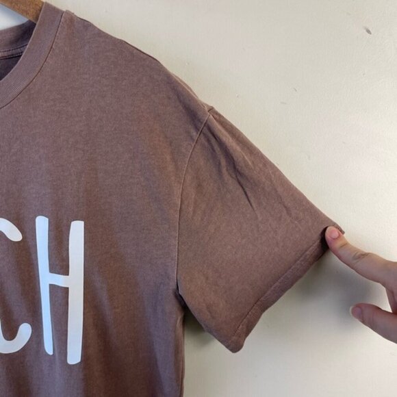 Aritzia TNA boxy brown cotton scoop neck short sleeve TEE shirt size small teach - Picture 3 of 10